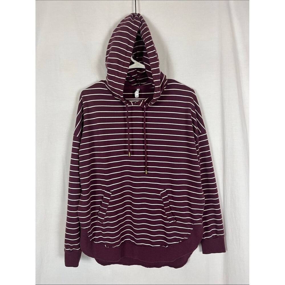 Z Supply Maroon and White Striped Hoodie